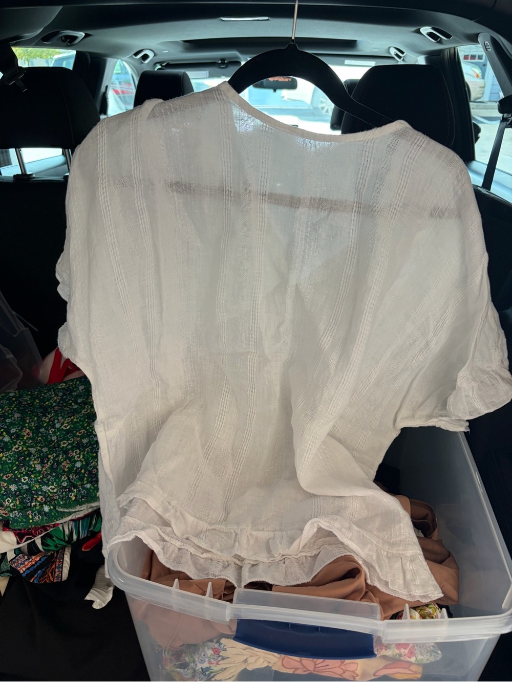 Women’s White Ruffle-Hem Lightweight Blouse